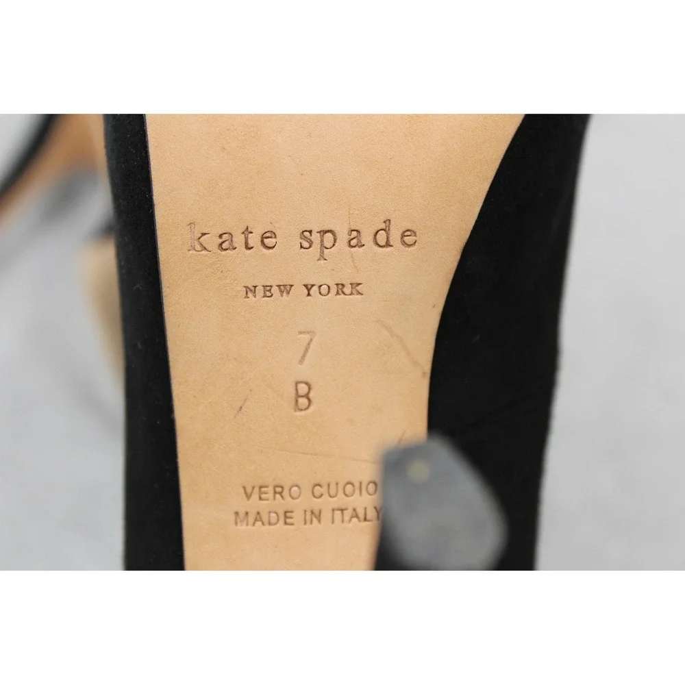 Kate Spade Booties Womens 7B Black Suede Mesh Platform Stiletto Heel Italy